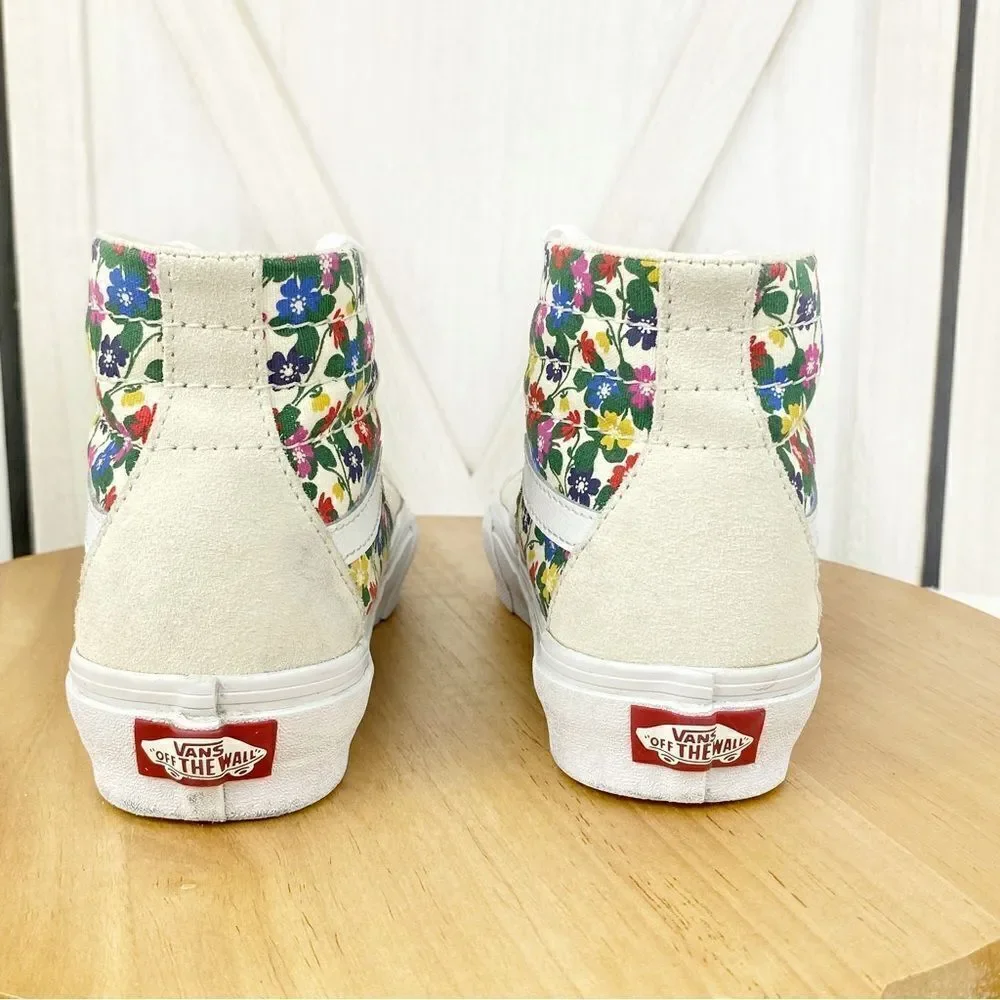 Vans Sk8 Hi Tapered Floral Sneakers White Suede Canvas‎ Multi 3.5 Men 5 Women